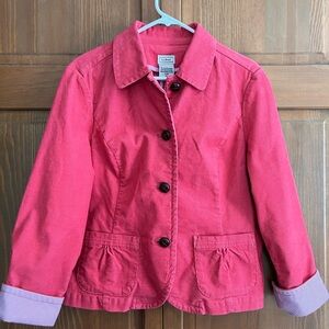 LL Bean corduroy blazer with striped piping and turned cuffs. Classic preppy.